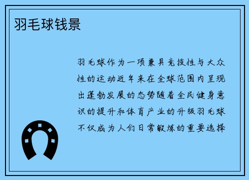 羽毛球钱景